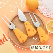 ins wind girl cheesewater fruit knife cute cheese meal fork creative cutlery stainless steel knife fork Dormitory Breakfast