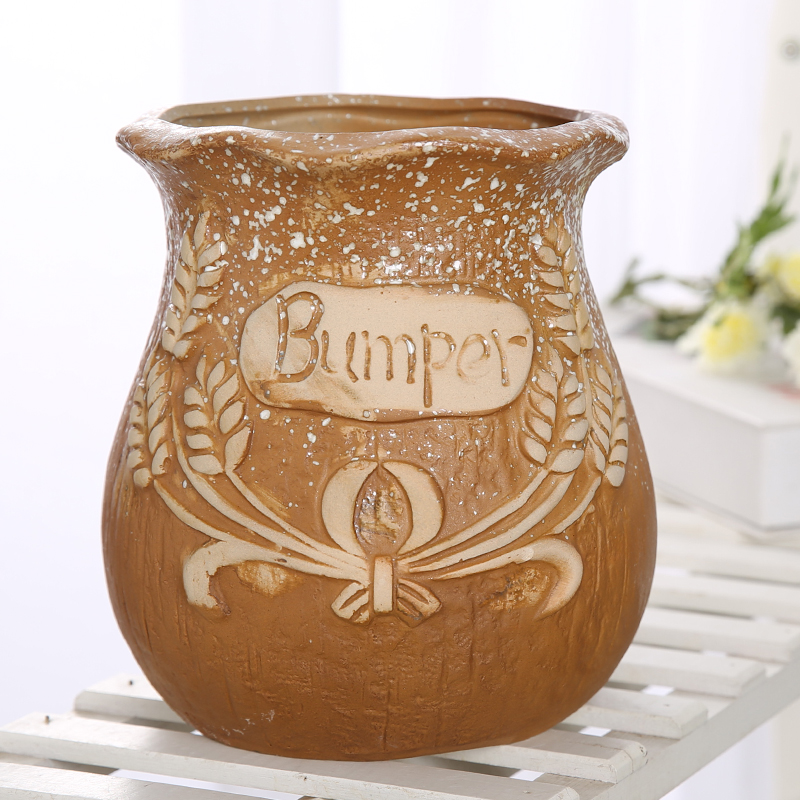 European ceramic flower pot coarse pottery breathable large caliber high model of the old running the fleshy green plant flower vase asparagus rich tree