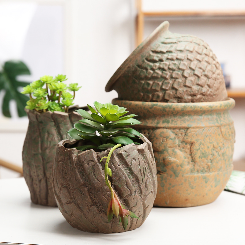 Fleshy green plant ceramic flower pot flower of bracketplant of the orchids is mage old high permeability model of big diameter coarse pottery flowerpot