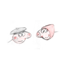 Creative and fun handmade George Paige stud earrings s925 silver needle Peppa Pig earrings