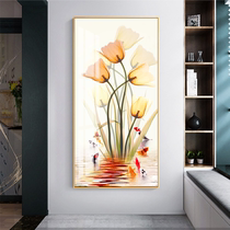 The door is facing the wall painting The entrance painting light luxury vertical version of the Nordic style modern simple living room hanging painting large size