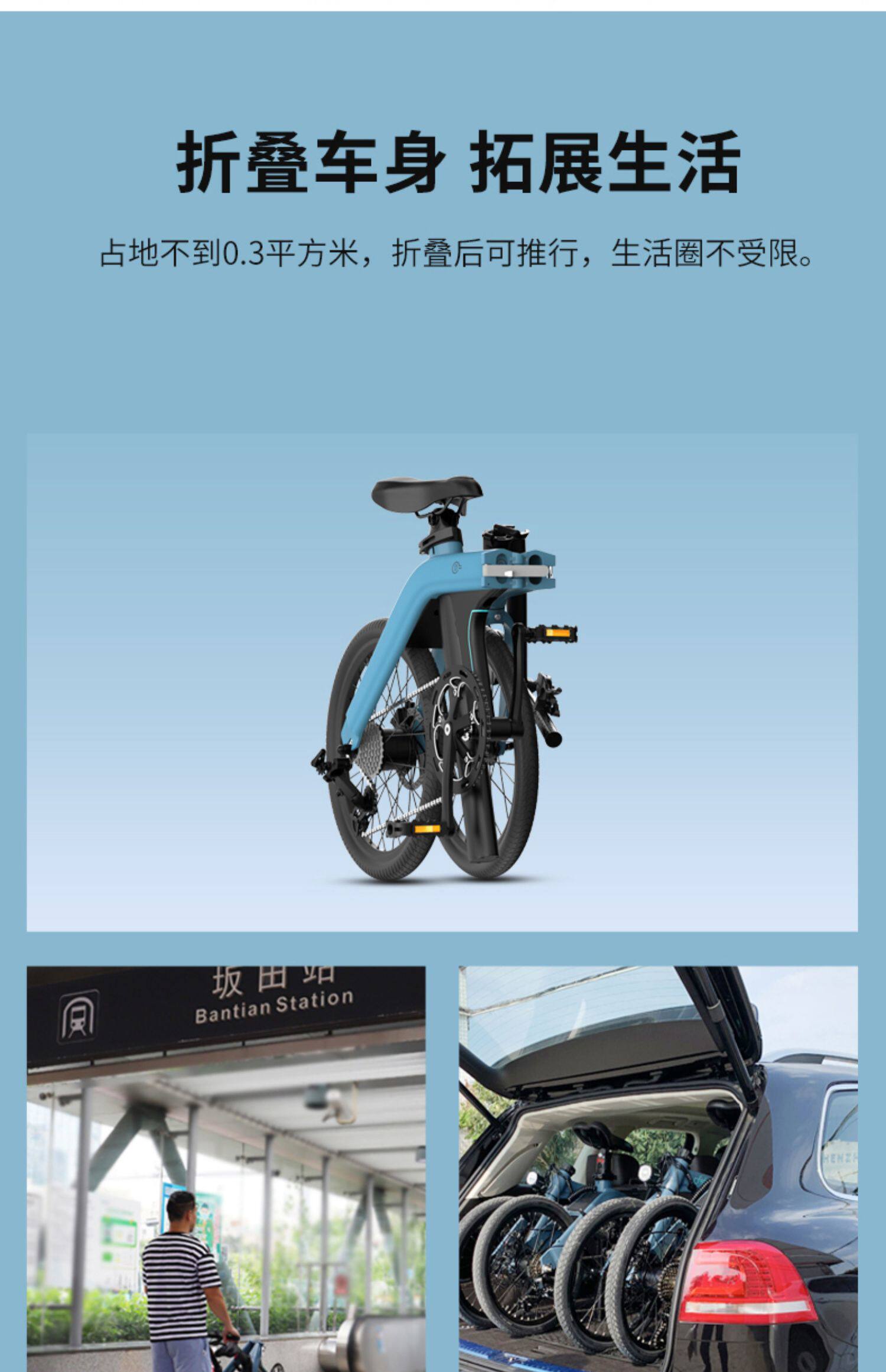 fiido飞道d11折叠电动自行车可拆卸锂电池电助力自行车小型电单车