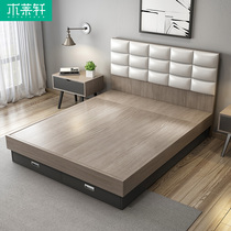 Nordic bed Modern simple pneumatic high box storage double bed Master bedroom 1 5 meters 1 8 meters Plate tatami wedding bed