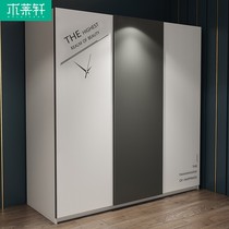 Nordic modern simple assembly bedroom wardrobe multifunctional storage simple sliding door plate sliding door large wardrobe
