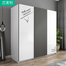 Nordic modern simple assembly bedroom wardrobe Multi-function storage Simple sliding door Panel sliding door Large wardrobe