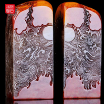 (have been invited to appreciate) Shoushan stone alpine large red robe dragon and phoenix dragon and phoenix presents a high end gift for the chapter collection grade