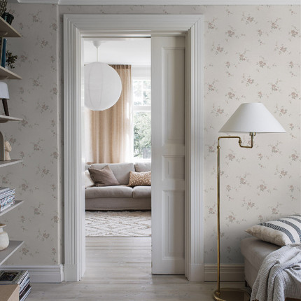 French wallpaper advanced sensing bedroom 2024 Pastoral floral floral cream wall cloth seamless whole house customization