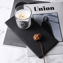 Natural green black scented candle slate non-slip heat insulation pad accessories home decoration crafts rectangular creative