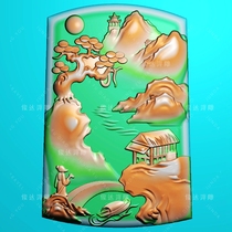 S1710 landscape landscape old man flowers and birds landscape brand boat sun relief figure Jade carved carved figure jdp