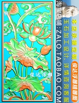 Hollowed-out Lotus Flower Risers Vertical Screen With Wire Wood Carving Fine Sculpture embossed figure JDP Grey Plot BMP Computer Engraving