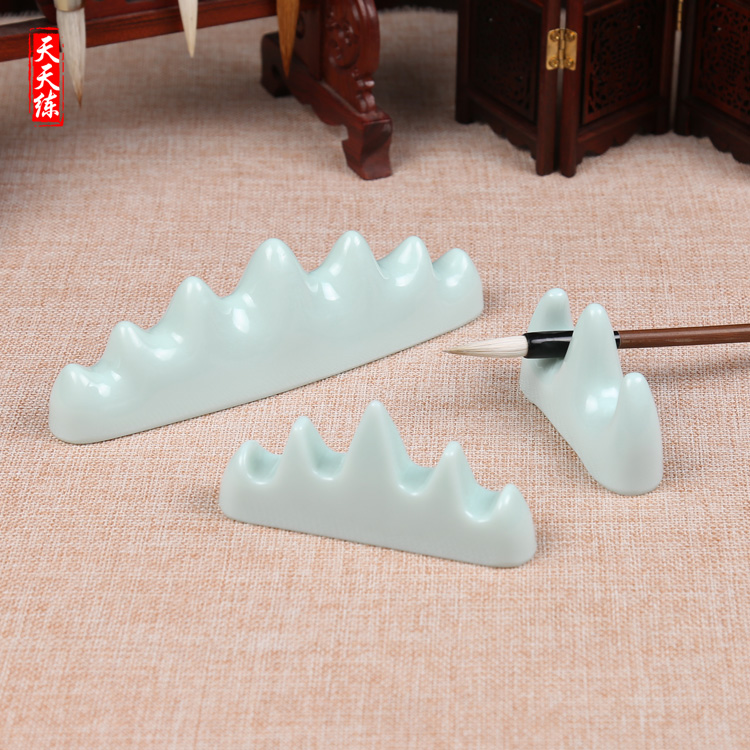 Every day to practice your up ceramic pen imitation porcelain finger pen mountain jade peak adult creation practice calligraphy calligraphy pen rack students creative practice, lovely pen holder can paperweight "four furnishing articles paper weight