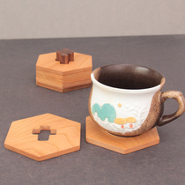 FOCUS coaster Cutout cross storage Christian crafts home practical gift cherry wood set