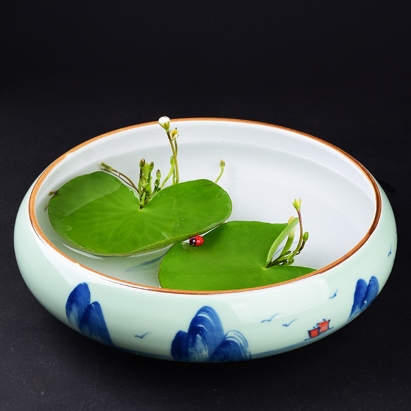Celadon hand - made refers to flower pot ceramic household without extra large hole copper bowl lotus basin water lily grass hydroponic container