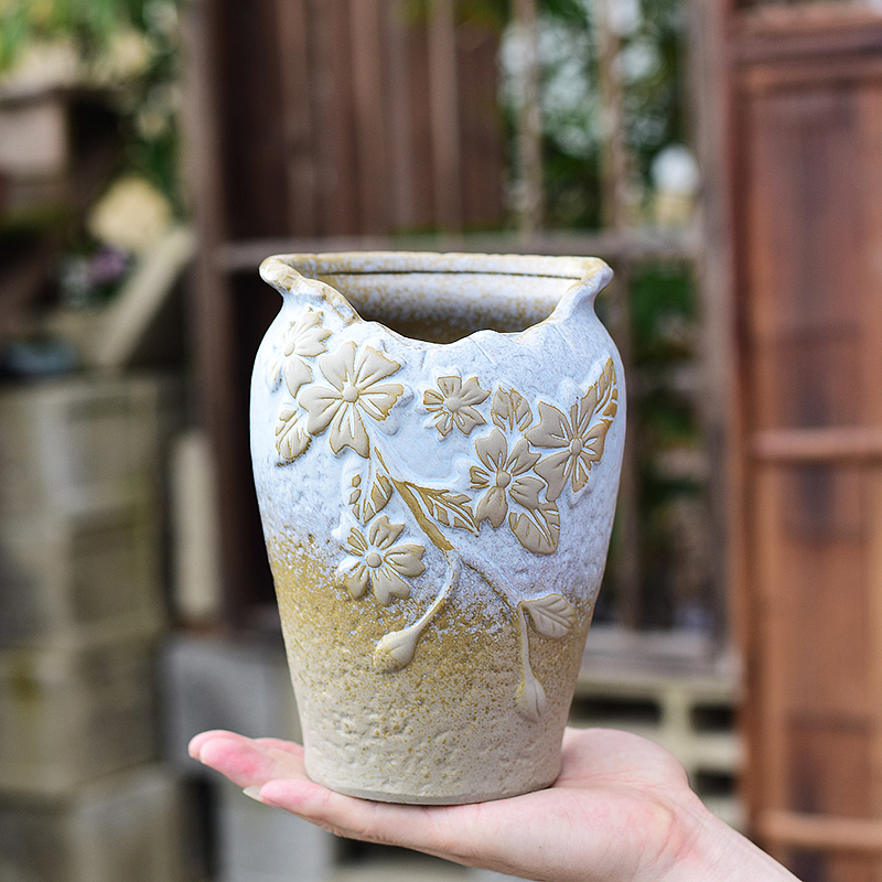 Fleshy flower - pot creative ceramic large move Helen tao basin have meat meat plant pot old running the household clearance