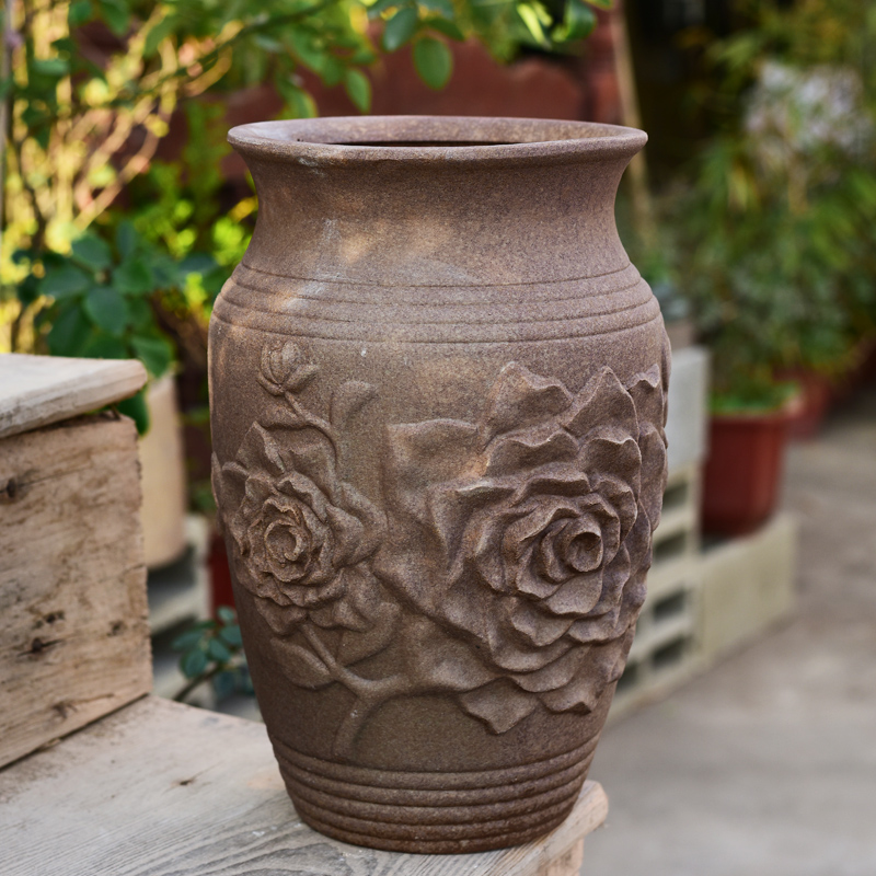 Extra large high basin mage old running more meat coarse pottery flowerpot ceramics creative cliff household green plant POTS to restore ancient ways