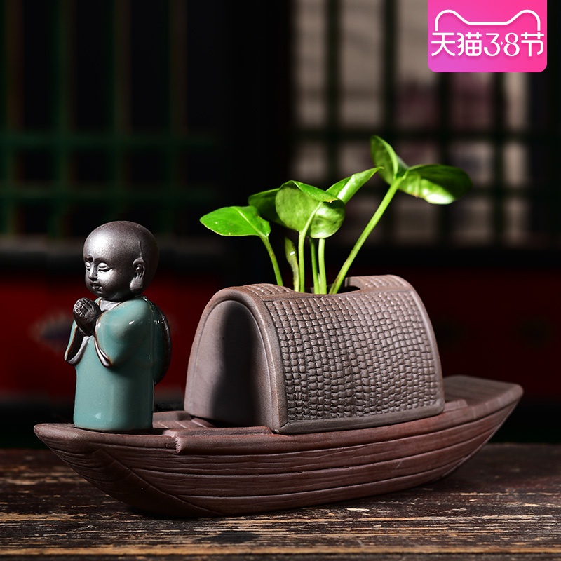 Creative hydroponic money plant pot ceramic nonporous zen copper wire arranging flowers, grass, aquatic plant container small place vessels