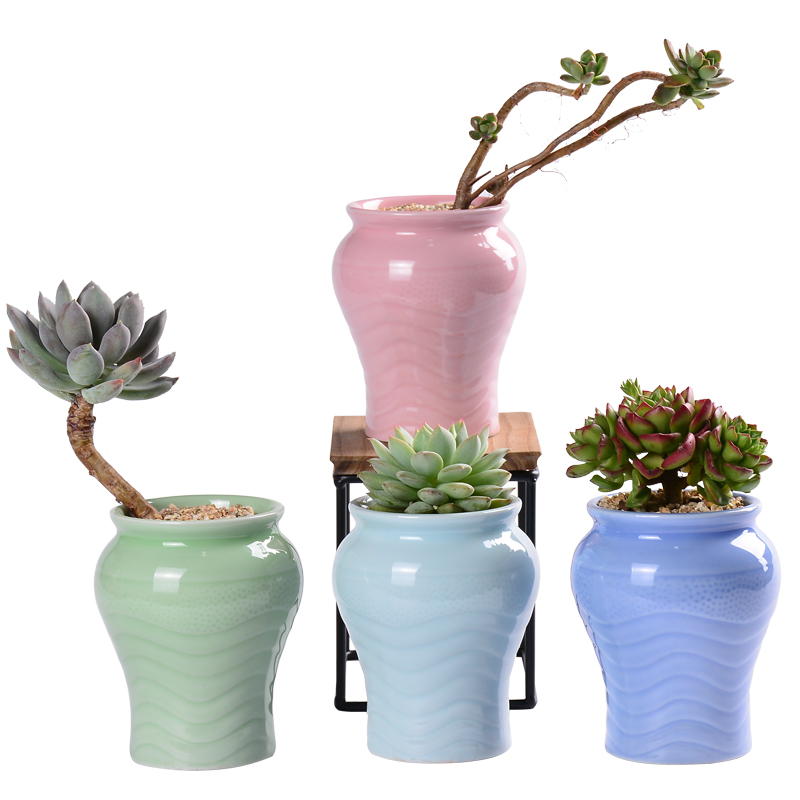 Celadon fleshy flowerpot ceramic wholesale high indoor creative small meat meat plant thumb mage old running the flowerpot