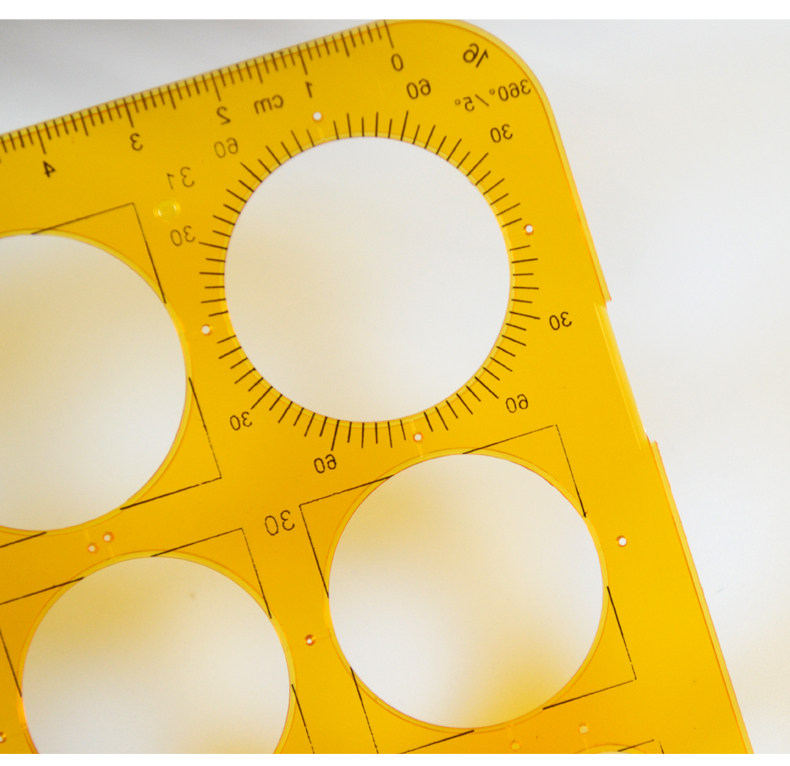 圆形画圆模板尺1-36圆形模板k胶材质绘图制图设计专用工具画圆尺