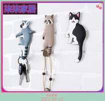 Cartoon Animal Hook without mark Cat Imi Key Bendable fridge sticker Sticky Hook Small Sign Mini Cute Creative Patch Hook