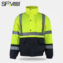 SFVest reflective cotton coat Traffic safety quilted jacket Highway political coat Riding coat Male winter cold