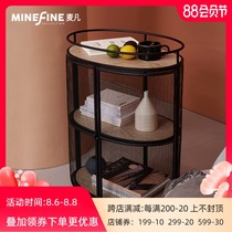 Maifan floor shelf side table Wrought iron multi-layer storage rack dustproof modern simple living room mobile sofa side table