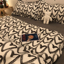 Princess style bed four-piece set ins Nordic bed sheet duvet cover Girl heart fitted sheet summer three-piece set bedding