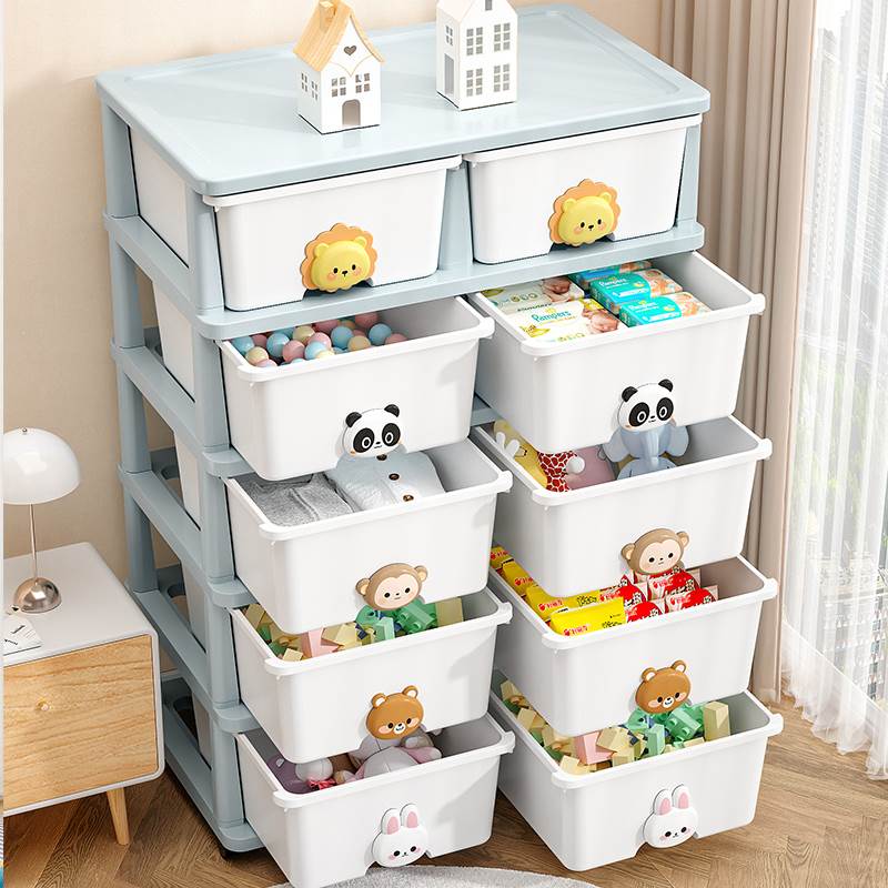 Children's toy storage shelves small cart shelves Home Living room snacks storage cabinets removable multilayer finishing racks-Taobao