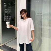 Pure color short sleeve T-shirt loose casual summer dinnertime inner lap bf round collar pure cotton half sleeve compassionate student female blouse