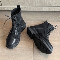 Thick Bottom Martin Boots Woman Summer Thin breathable Inn Wind short boots Genuine Leather Boots Children 100 lap mesh Veil Hollowed-out Boots