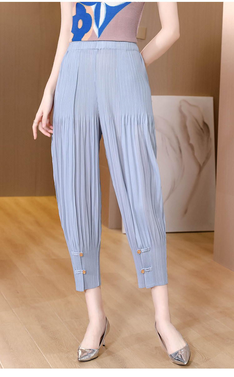 三宅褶皱裤2022夏新款休闲百搭阔腿裤时尚洋气高腰显瘦垂感百褶裤