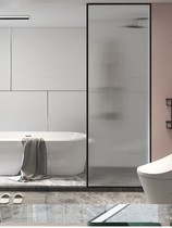 Inter-Painting Shower Room Dry Wet Separation Toilet Bathroom Partition Long Iridescent Glass Door Home Bath Shower Screen