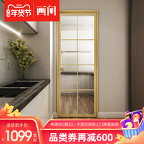 Painting room very narrow flat door aluminum magnesium alloy bathroom door Brushed gold simple glass door Bathroom door Toilet door