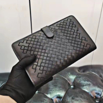 European and American genuine leather woven mens hands with bag 2022 new fashion business casual large capacity wallet