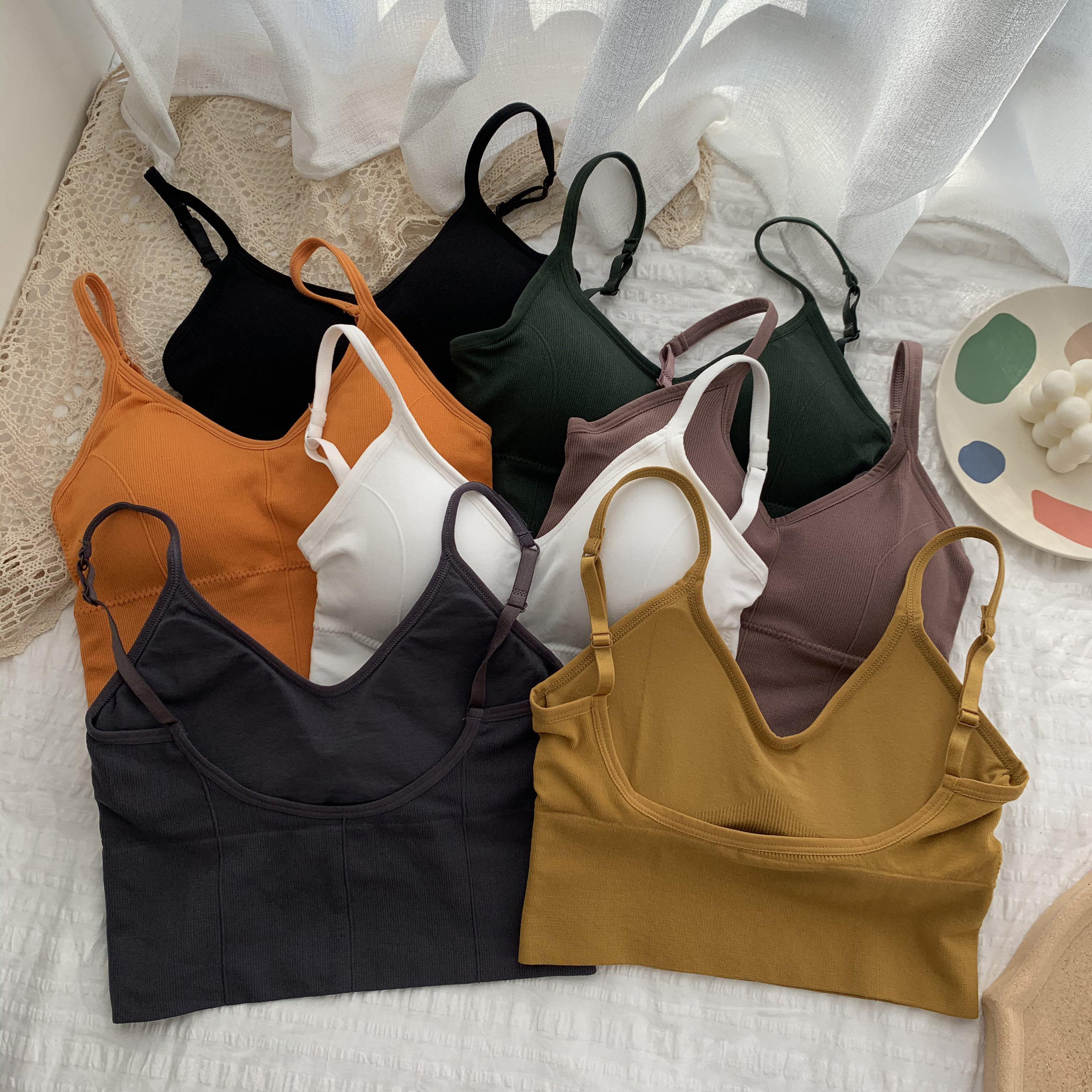 现货实拍实价夏季学生少女防走光美背内衣运动裹胸打底小背心吊带