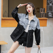 Denim Jacket Women loose spring and autumn 2021 fashion new fashion long tooling stitching windbreaker ins tide