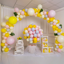 Babys 100-day banquet birthday arrangement scenesmall openBalloon Arch decoration happy party background wall