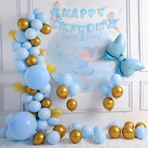 Childrens Birthday Decoration with Pink Blue Balloon Poster Customized Simple Three-Year Girl Party Background Wall