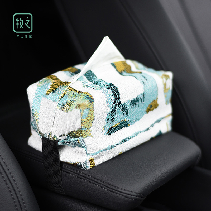 Nordic light luxury car armrest box tissue box creative strapping net red draw paper box fabric paper towel set car supplies