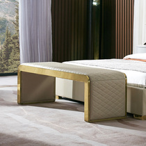 Italian light luxury shoe stool fashion creative stainless steel mesh red bench bench modern simple high-end bedroom bed tail stool