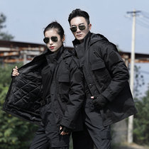 winter thickened black military cotton coat men's short security training coat work clothes anti-cold cotton cotton coat