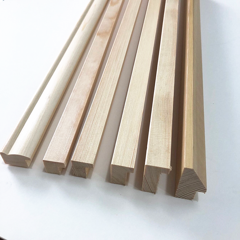Raw Wood Color Traditional Chinese Painting Whole Non-Joint Pine Log Line Log Calligraphy and Painting Solid Wood Line Frame Strip High Groove 2020