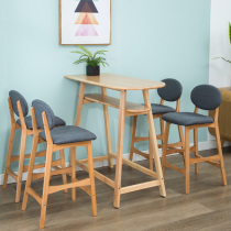 A rain life Nordic solid wood bar table home living room partition high foot long table modern simple table and chair combination