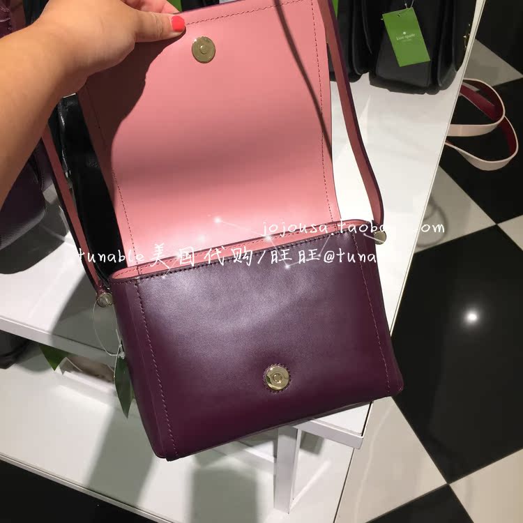 coach包美國代購 美國代購 KATE SPADE WKRU3945撞色亮牛皮翻蓋斜挎小方包avva coach