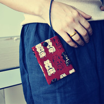 Handheld vertical card bag handmade lanyard buckle card cover bus card access card imported printed fabric