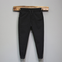 Mens casual pants autumn and winter New personality stripes Joker slim slim feet Korean trend plus velvet toe long pants