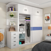 Wardrobe modern simple bedroom home overall assembly wooden sliding large wardrobe cabinet White sliding door wardrobe
