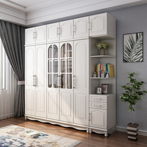 European style swing door wardrobe modern minimalist home bedroom cabinet four or five six door wooden American wardrobe