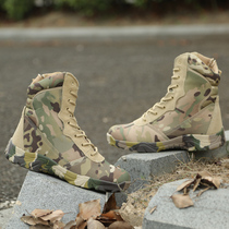 Autumn and winter ultra-light land boots High-help combat boots breathable canvas training shoes black military training shoes men hiking shoes tactical boots