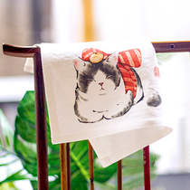 Custom handkerchief with small square scarf ancient style handkerchief cotton cotton wipe sweat creative poetry hand-painted Chinese gift