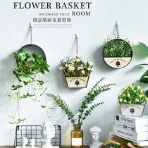 Layout flower bedroom woven flower grass flower pot basket toilet wall meat room decoration hanging orchid pendant